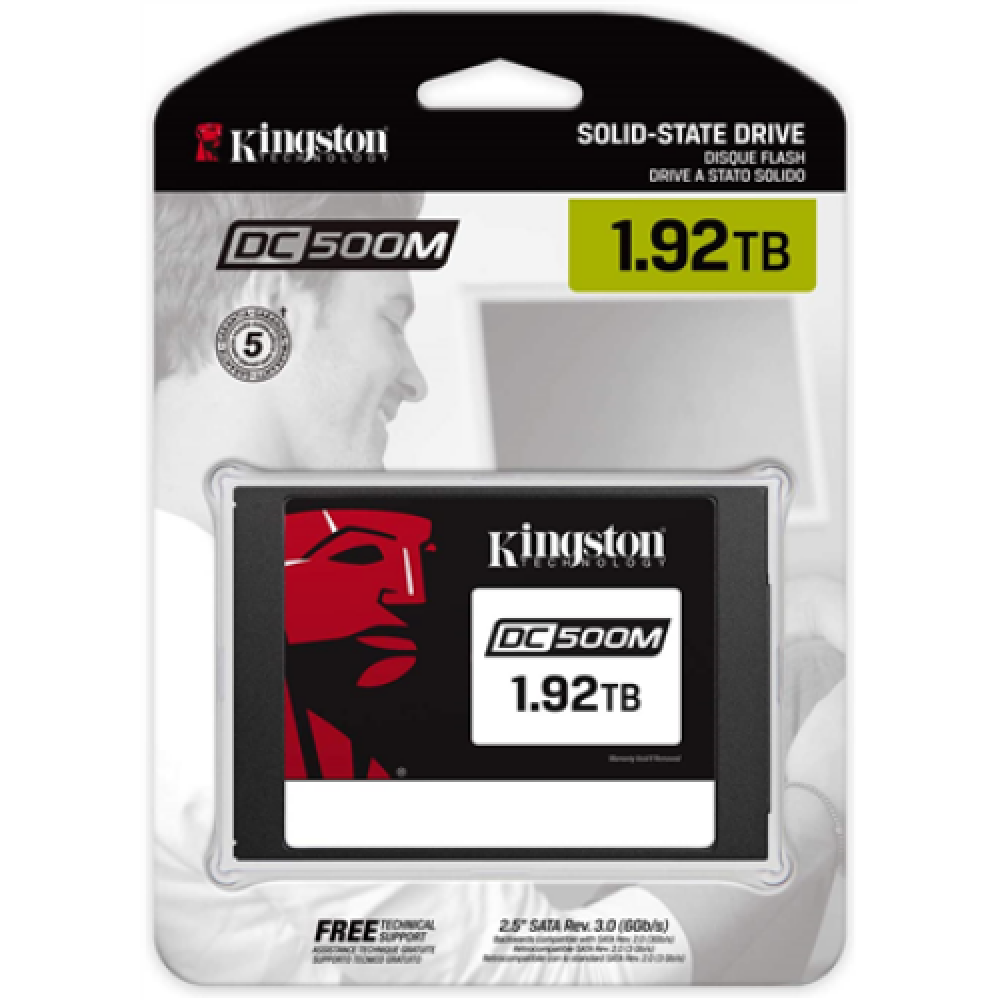 Kingston SSD Data center DC500M 1920 GB SSD form factor 2.5 SSD interface SATA Rev 3.0 Write speed 520 MB/s Read speed 555 MB/s