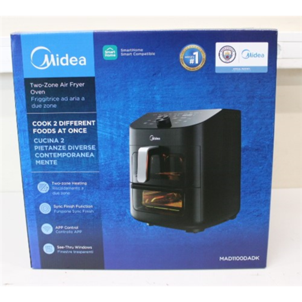 SALE OUT. Midea MAD1100DADK Air fryer digital,Two-zone cavity, 6.4L + 4.4L , Midea , Two Zone Airfryer , MAD1100DADK , Power 1850 W , Capacity 4.4/6.4 L , Rapid Air technology , Black , UNPACKED, SCRATCHED SIDES AND TOP