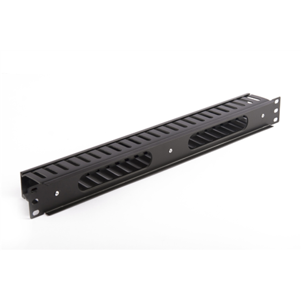 SOMI Networks , 19“ Cable Management Bar with Plastic Duct and Cover , CMB-04 , Black , Ring Diameter 45x50mm