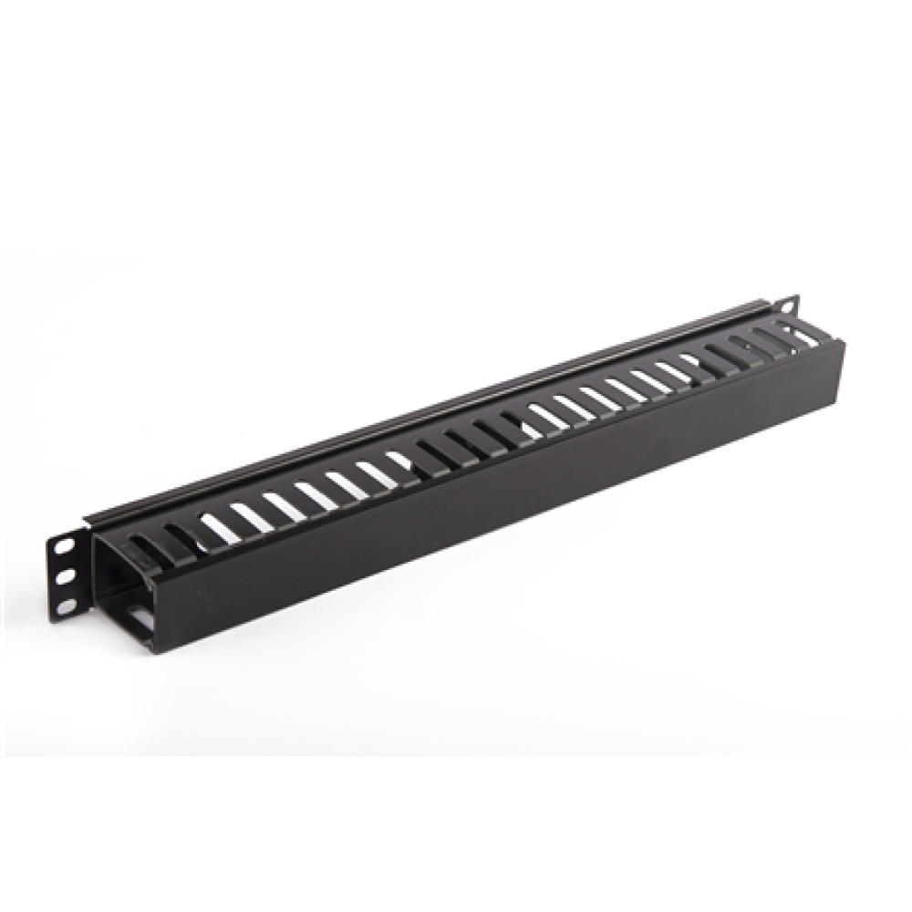 SOMI Networks , 19“ Cable Management Bar with Plastic Duct and Cover , CMB-04 , Black , Ring Diameter 45x50mm