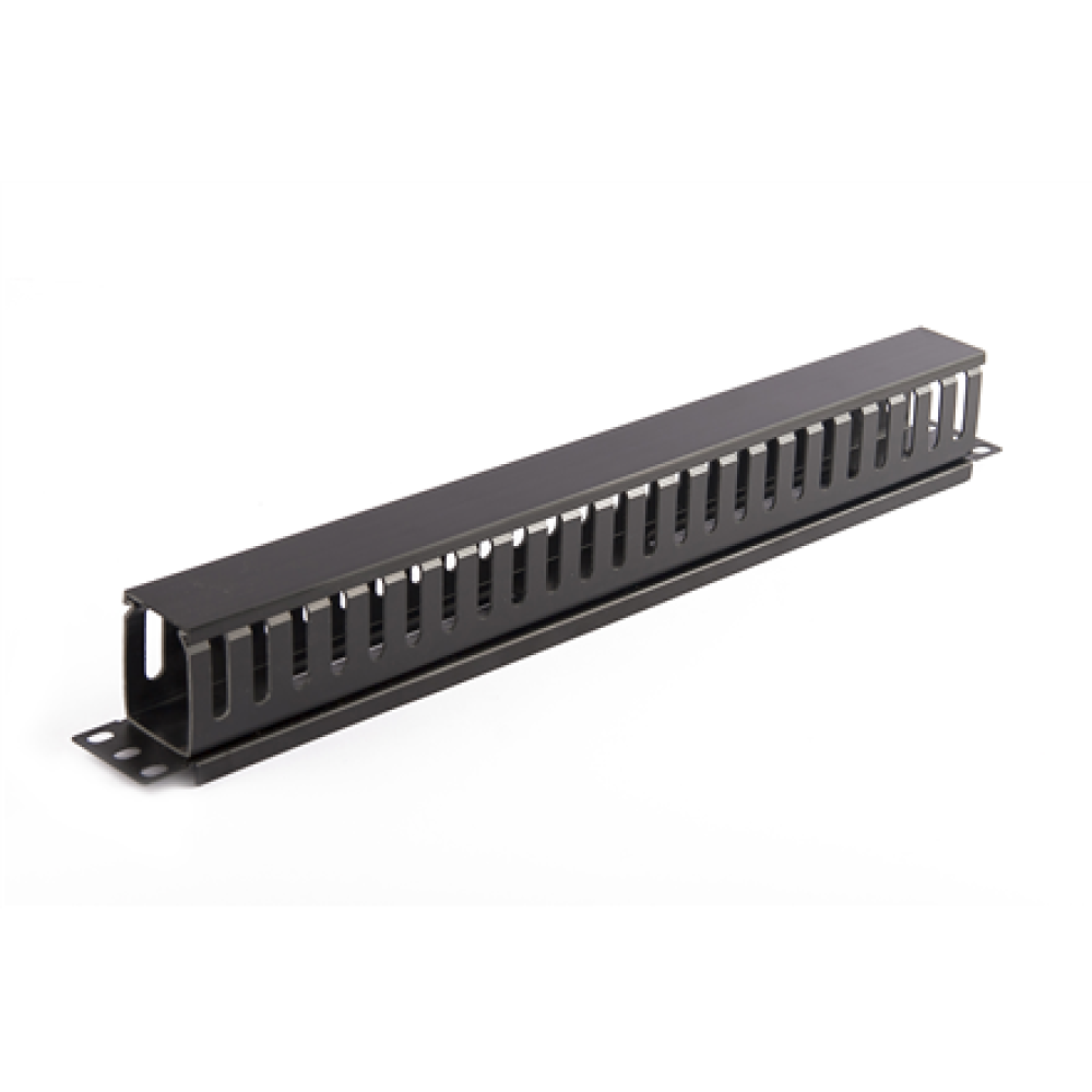 SOMI Networks , 19“ Cable Management Bar with Plastic Duct and Cover , CMB-04 , Black , Ring Diameter 45x50mm