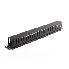 SOMI Networks , 19“ Cable Management Bar with Plastic Duct and Cover , CMB-04 , Black , Ring Diameter 45x50mm