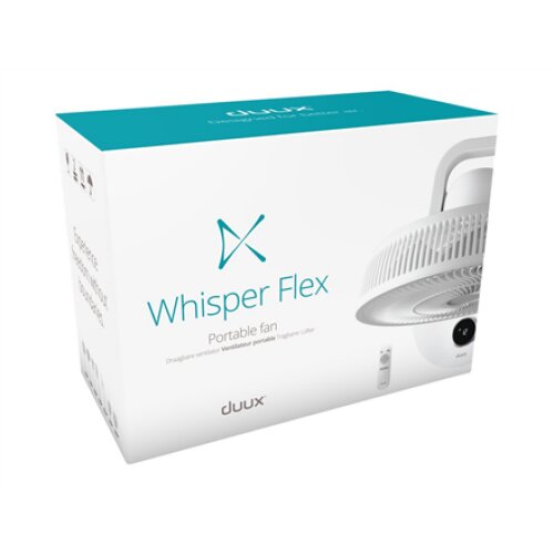 Duux , Smart Fan , Whisper Flex Smart with Battery Pack , Stand Fan , White , Diameter 34 cm , Number of speeds 26 , Oscillation , 2-22 W , Remote control , Timer