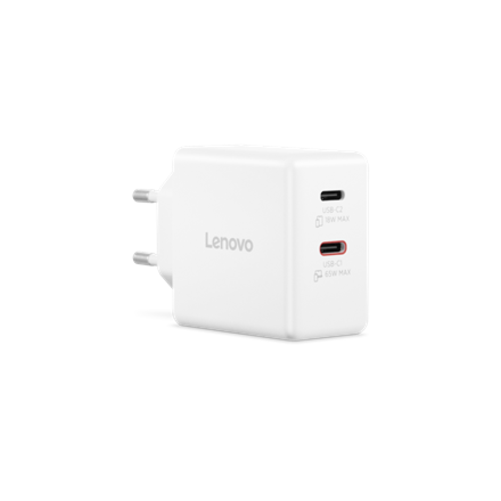 Lenovo Dual USB-C 65W GaN Charger , USB-C , 65 W , Charger