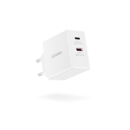 Lenovo Dual USB-C 65W GaN Charger , Charger , USB-C , 65 W