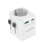 Gembird Grounded universal travel power adapter, 20 W , TPA-EU1A1C20-01-W