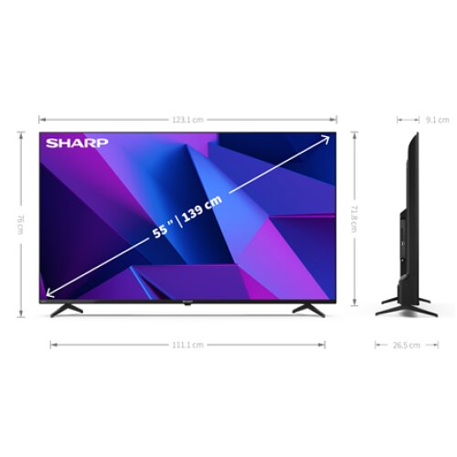 Sharp 55FN2EA 55 (139cm) 4K Ultra HD Smart Android Frameless TV, Dolby Vision, Harman/Kardon Speakers