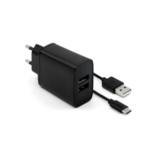 Fixed Dual USB Travel Charger USB/USB-C Cable