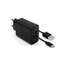 Fixed Dual USB Travel Charger USB/USB-C Cable