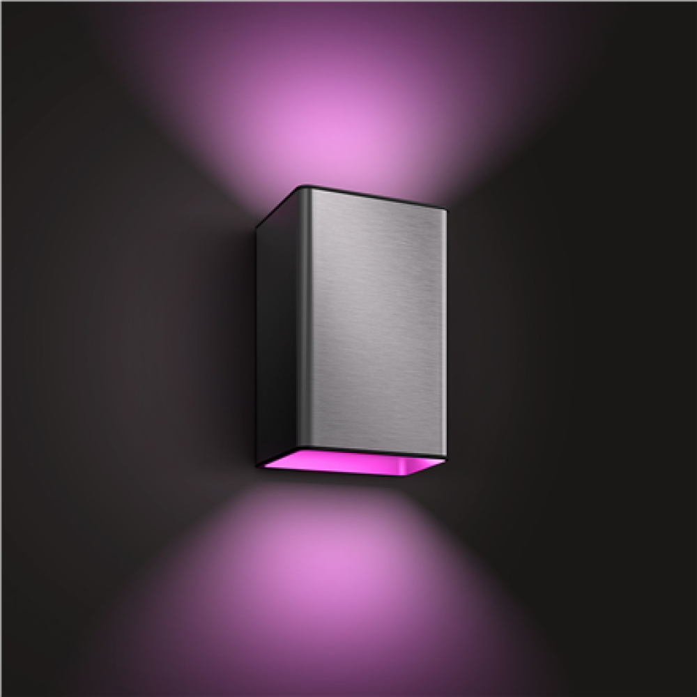 Philips Hue WCA Resonate Outdoor Wall Lantern, Inox , 8 W , 2000-6500 Hue White Colour Ambiance