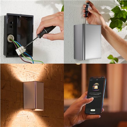 Philips Hue WCA Resonate Outdoor Wall Lantern, Inox , 8 W , 2000-6500 Hue White Colour Ambiance