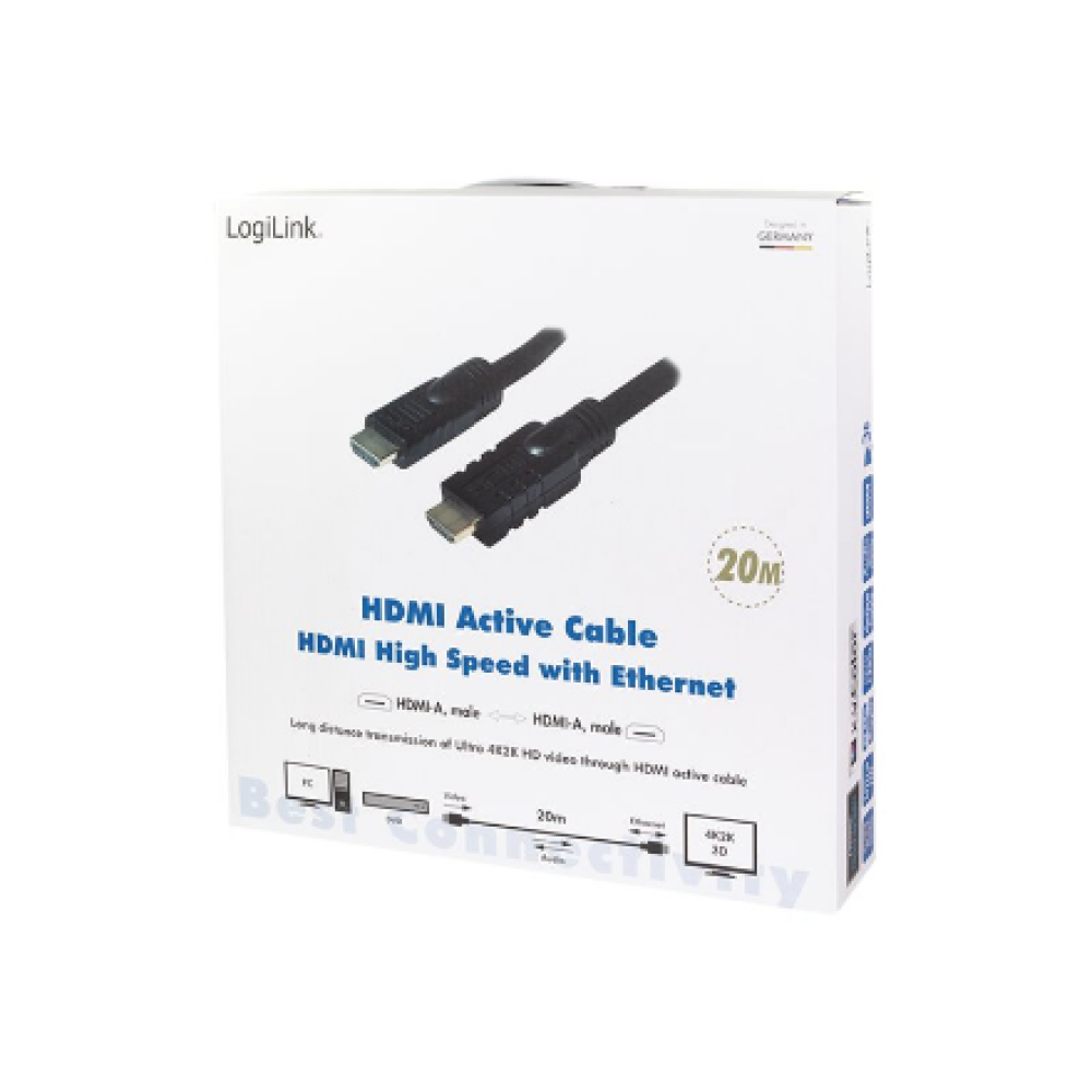 Logilink, CHA0020, 20m, Active, HDMI cable, type A male, - HDMI type A male, black. , Logilink , HDMI to HDMI , 20 m