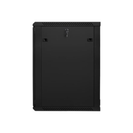 Lanberg , Rack cabinet 19 wall-mount 18U/600x600 (flat pack) with glass door , WF01-6618-10B , Black