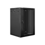 Lanberg , Rack cabinet 19 wall-mount 18U/600x600 (flat pack) with glass door , WF01-6618-10B , Black