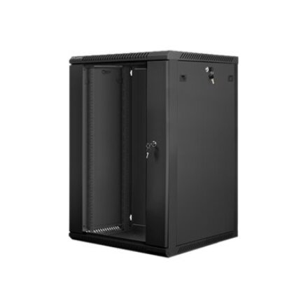 Lanberg , Rack cabinet 19 wall-mount 18U/600x600 (flat pack) with glass door , WF01-6618-10B , Black