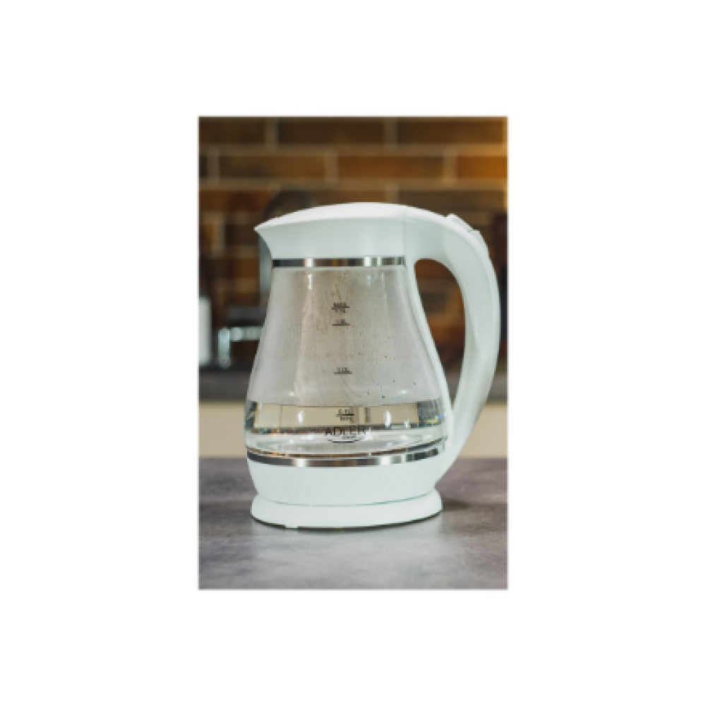 Adler , Kettle , AD 1274 , Electric , 2200 W , 1.7 L , Polypropylene/Glass , 360° rotational base , White