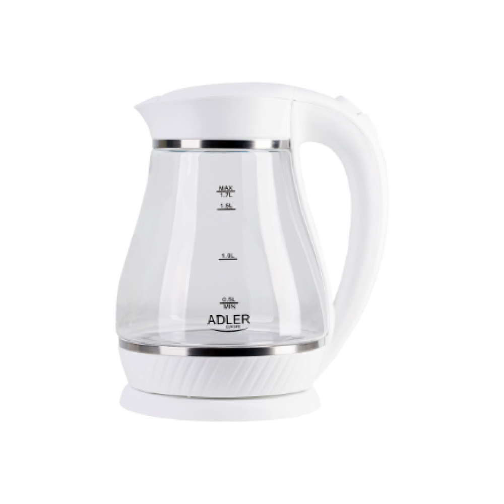 Adler , Kettle , AD 1274 , Electric , 2200 W , 1.7 L , Polypropylene/Glass , 360° rotational base , White
