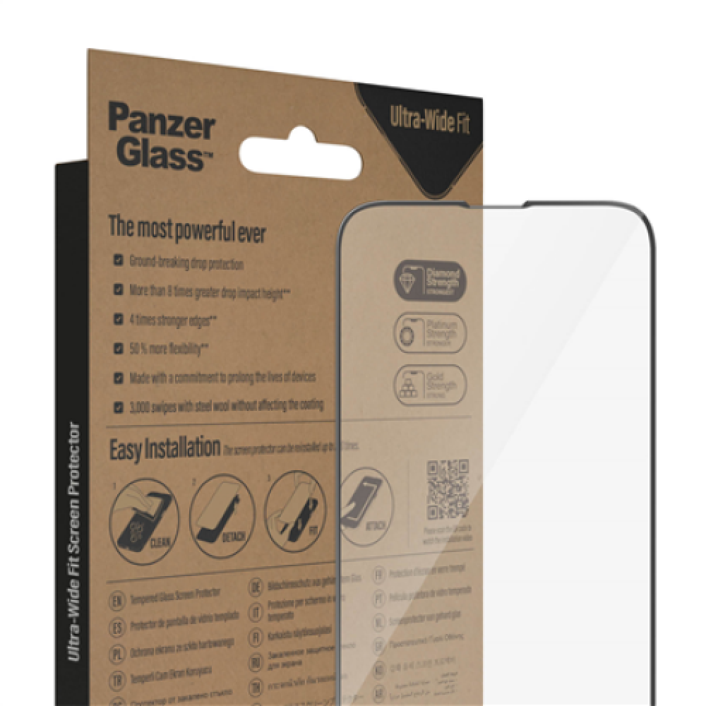 PanzerGlass , Screen protector , Apple , iPhone 14/13/13 Pro , Glass , Transparent , Ultra-Wide Fit