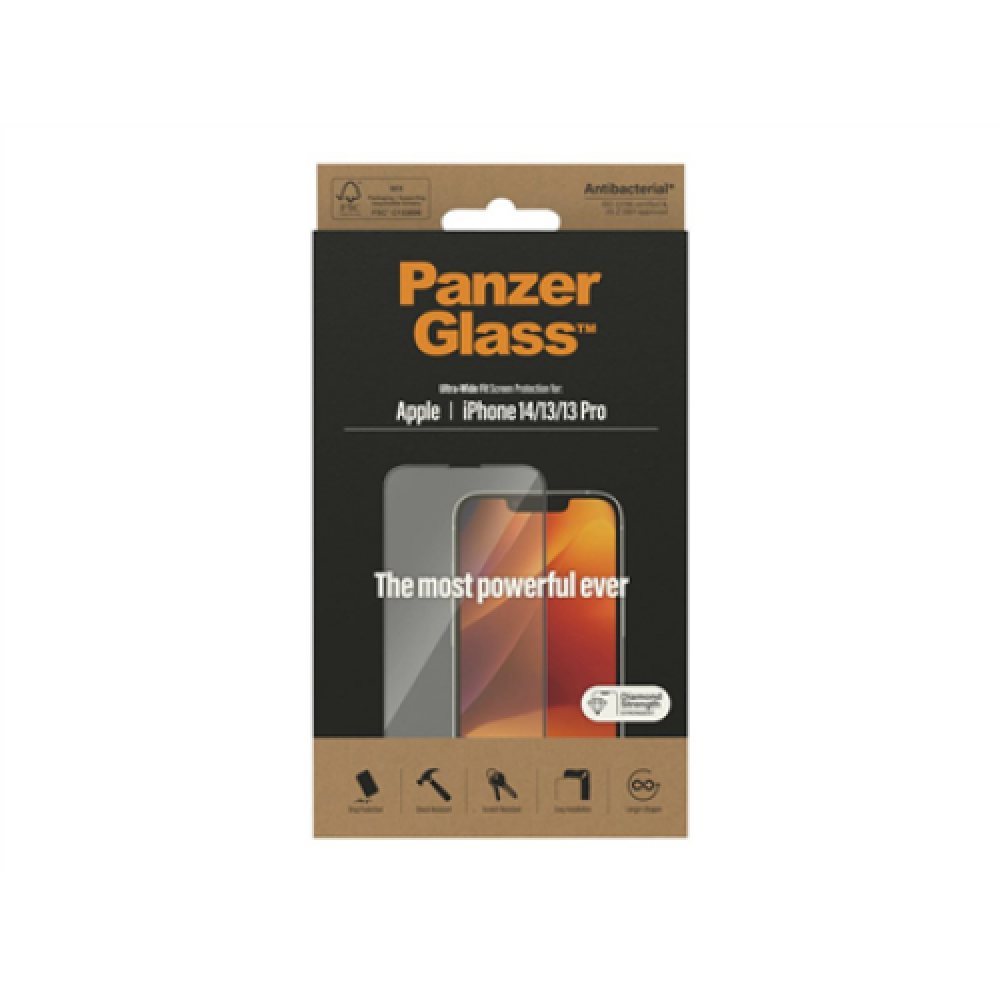 PanzerGlass , Screen protector , Apple , iPhone 14/13/13 Pro , Glass , Transparent , Ultra-Wide Fit