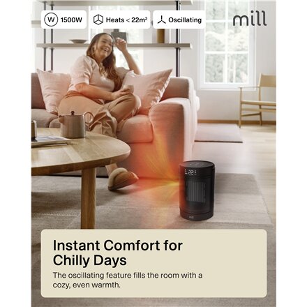 Mill FH1500BLACK , Ceramic fan heater , 1500 W , Suitable for rooms up to 22 m² , Black