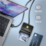 AXAGON Compact desktop USB contact Smart/ID card reader with long, USB-A cable , CRE-SM3N