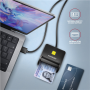 AXAGON Compact desktop USB contact Smart/ID card reader with long, USB-A cable , CRE-SM3N