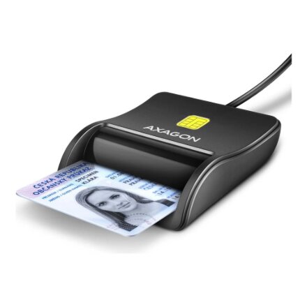 AXAGON Compact desktop USB contact Smart/ID card reader with long, USB-A cable , CRE-SM3N