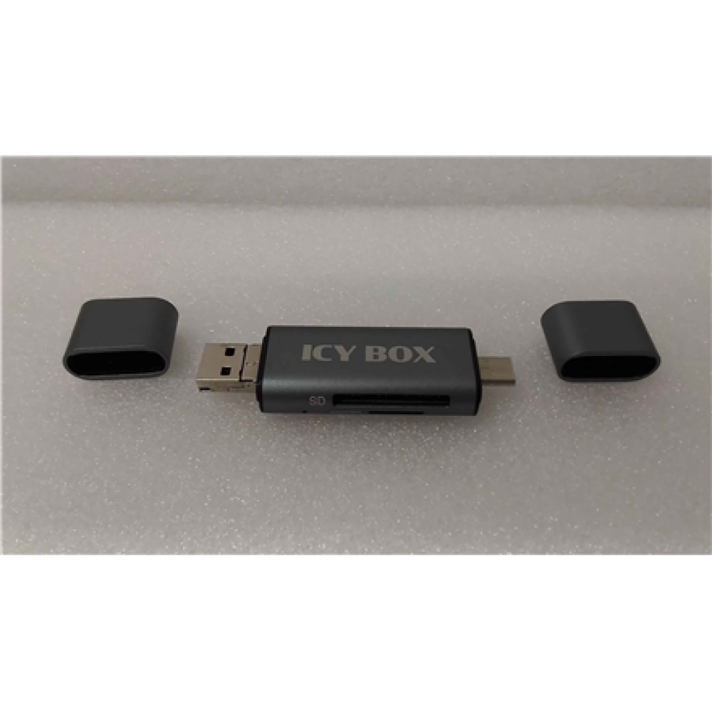SALE OUT. Icy box IB-CR200-C SD/MicroSD (TF) USB 2.0 card reader with Type-C and -A to micro USB (OTG) interface, anthracite , Raidsonic External card reader with multi-USB connector , USED, REFURBISHED , External , Micro SDHC, Micro SDXC, microSD 3.0 UHS