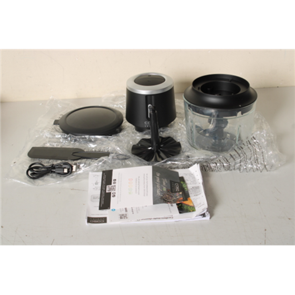 SALE OUT. Caso 01747 Chop & Go, Multi chopper, 200 W, 4 stainless steel blades, Emulsifying disc, Glass container 1 L, Black, UNPACKED, SCRATCHED TOP OF THE LID Caso Multi Chopper Chop & Go Caso Black 200 W UNPACKED, SCRATCHED TOP OF THE LID