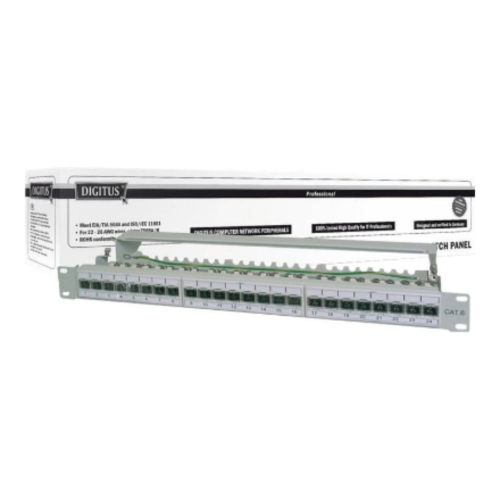 Digitus , CAT 6A Patch Panel, shielded, 1U, 24-port , RJ45, 8P8C , Grey