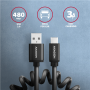 AXAGON Twister Cable, 1.1 m , BUCM-AM20TB , USB Type A to USB Type C
