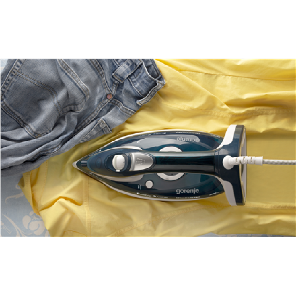 Gorenje , Steam Iron , SIH2800TQC , Steam Iron , 2800 W , Water tank capacity 350 ml , Continuous steam 35 g/min , Steam boost performance 100 g/min , Turquoise/White