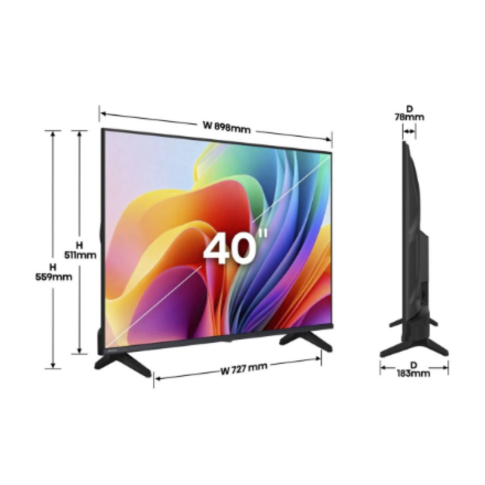 Hisense TV , 40A4S , 40 , Smart TV , VIDAA Smart OS , FHD , Black