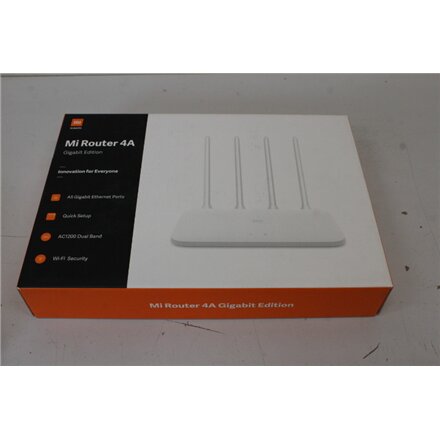 SALE OUT. Xiaomi Mi Router 4A Giga Version, White , Xiaomi Mi Router 4A Giga Version , 802.11ac , 300 + 867 Mbit/s , 10/100/1000 Mbit/s , Ethernet LAN (RJ-45) ports 2 , MU-MiMO Yes , Antenna type 4 External Antennas , 3 month(s) , USED, MISSING MANUALS