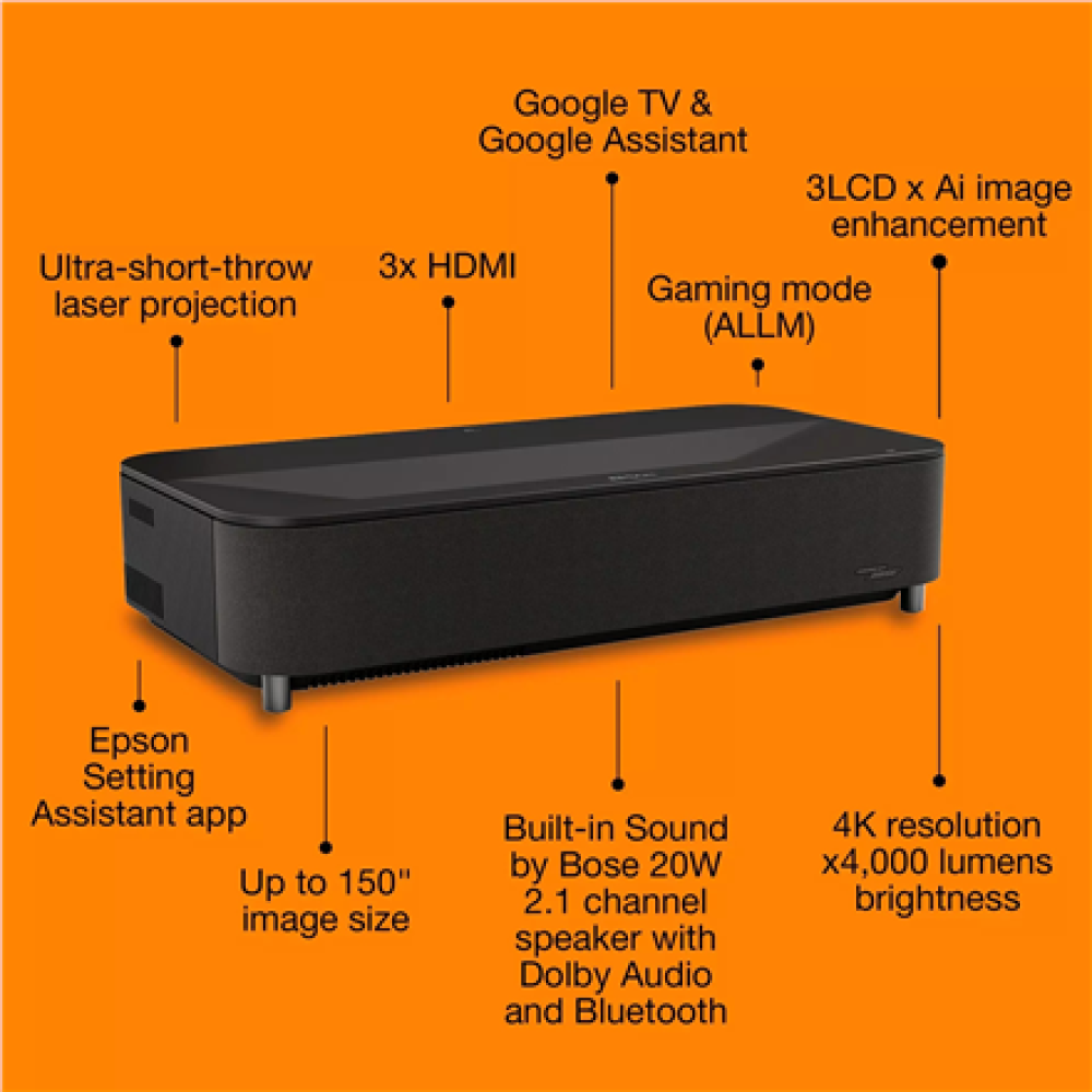 Epson EH-LS970B , 4000 ANSI lumens , 4K UHD (3840 x 2160) , Black , Wi-Fi