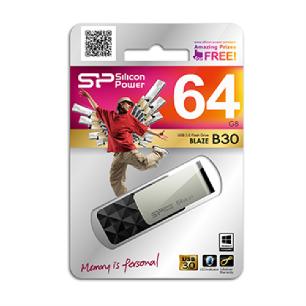 Silicon Power , Blaze B30 , 64 GB , USB 3.0 , Black