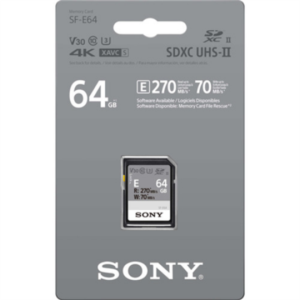 Sony 64GB SF-E Series SDXC UHS-II Memory Card, V30