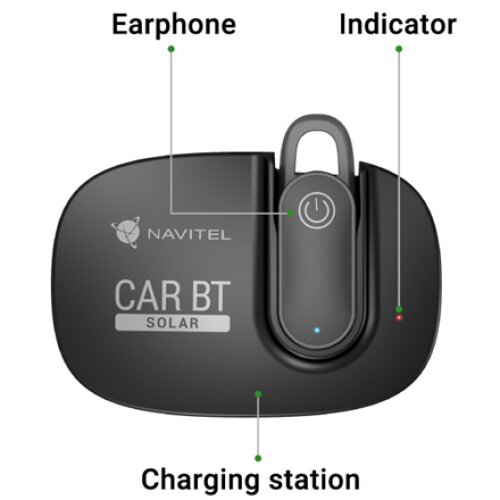 Navitel , Multifunctional Bluetooth Headset , Solar Car BT , Hands free device , Bluetooth , Black , Recharge indicator