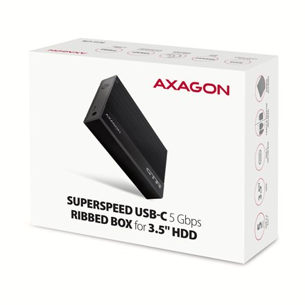 AXAGON Ribbed aluminum USB 3.2 Gen 1 - SATA 6G external box for 3.5 HDD , EE35-GTR