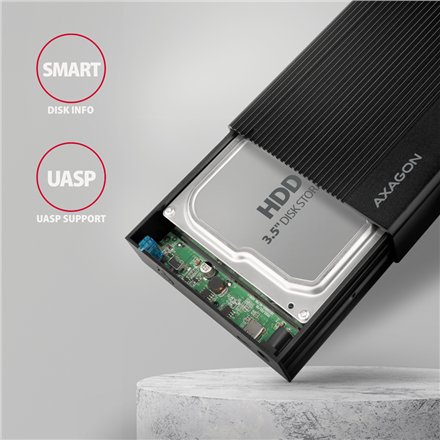 AXAGON Ribbed aluminum USB 3.2 Gen 1 - SATA 6G external box for 3.5 HDD , EE35-GTR