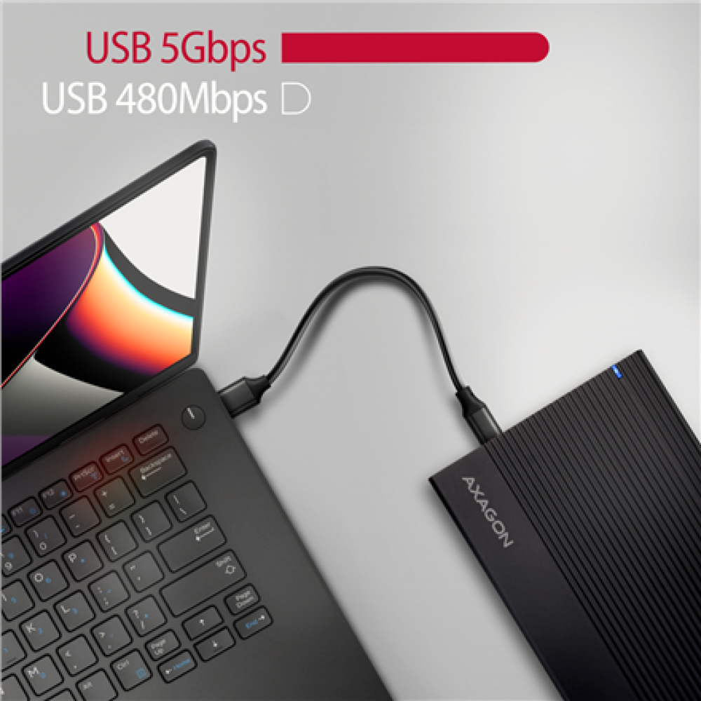 AXAGON Ribbed aluminum USB 3.2 Gen 1 - SATA 6G external box for 3.5 HDD , EE35-GTR