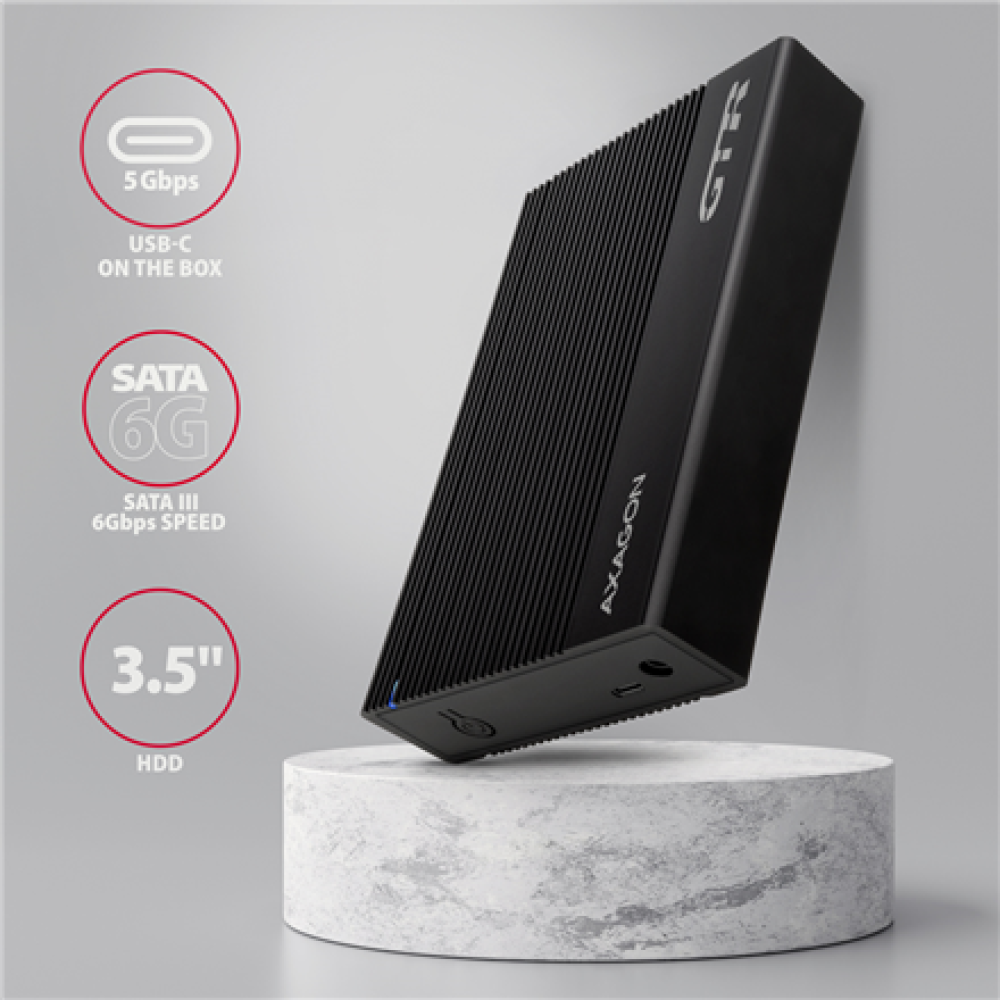 AXAGON Ribbed aluminum USB 3.2 Gen 1 - SATA 6G external box for 3.5 HDD , EE35-GTR