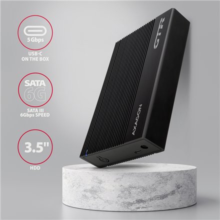 AXAGON Ribbed aluminum USB 3.2 Gen 1 - SATA 6G external box for 3.5 HDD , EE35-GTR