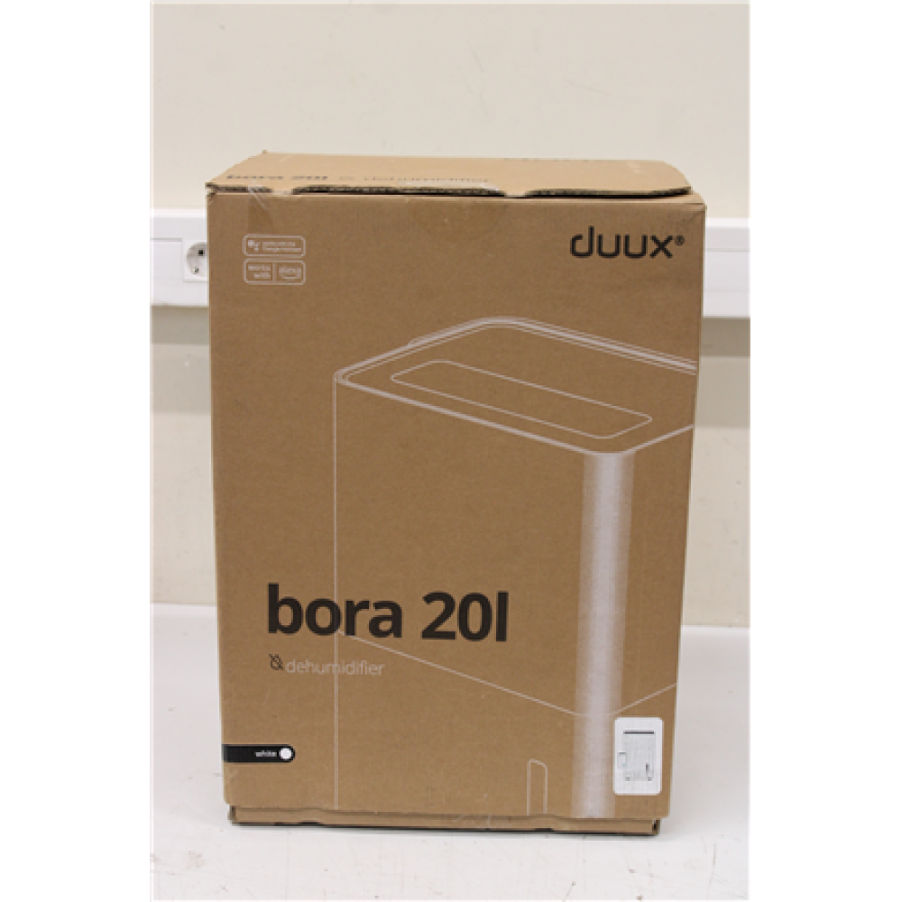 SALE OUT. Duux Bora Smart Dehumidifier 20 L+Laundry Mode, Effective area 40m², White , Duux Smart Dehumidifier , Bora , Suitable for rooms up to 40 m² , Water tank capacity 4 L , White , UNPACKED, SCRATCHED ON BACK