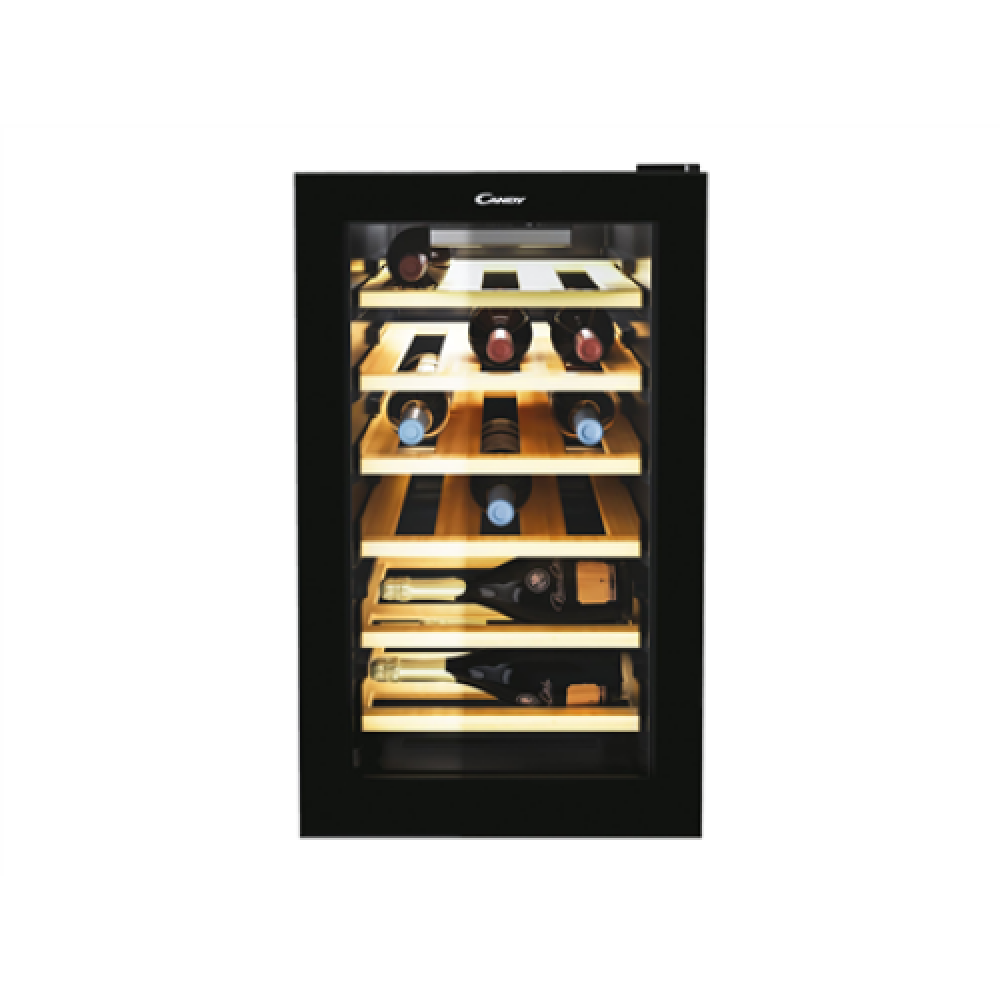 Candy , Wine Cooler , CWCEL 210/N , Energy efficiency class G , Free standing , Bottles capacity 21 , Cooling type , Black