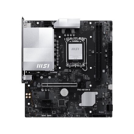 MSI PRO H810M-B , Processor family Intel H810 , Processor socket LGA1851 , DDR5 , Supported hard disk drive interfaces SATA, M.2 , Number of SATA connectors 4