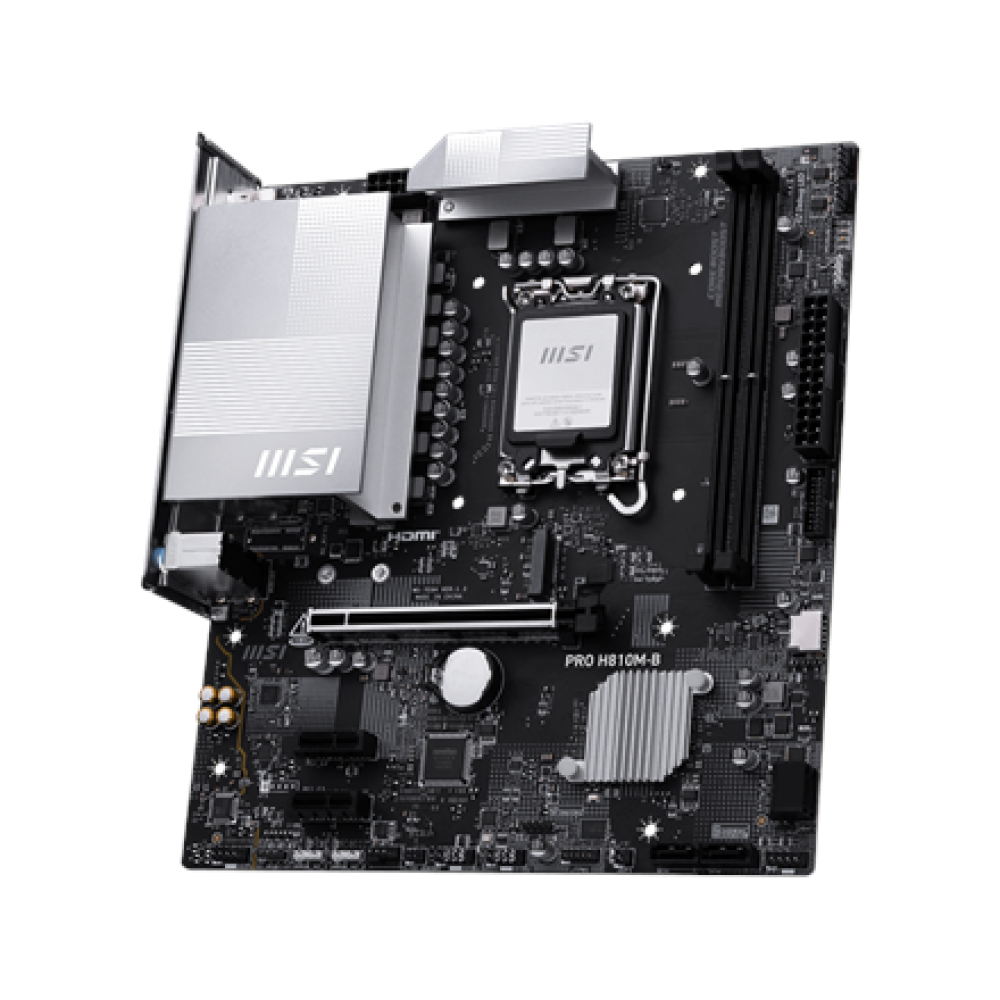 MSI PRO H810M-B , Processor family Intel H810 , Processor socket LGA1851 , DDR5 , Supported hard disk drive interfaces SATA, M.2 , Number of SATA connectors 4