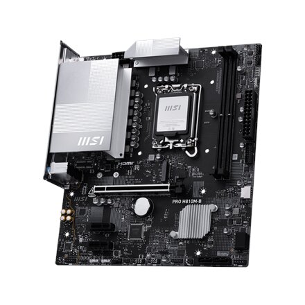 MSI PRO H810M-B , Processor family Intel H810 , Processor socket LGA1851 , DDR5 , Supported hard disk drive interfaces SATA, M.2 , Number of SATA connectors 4