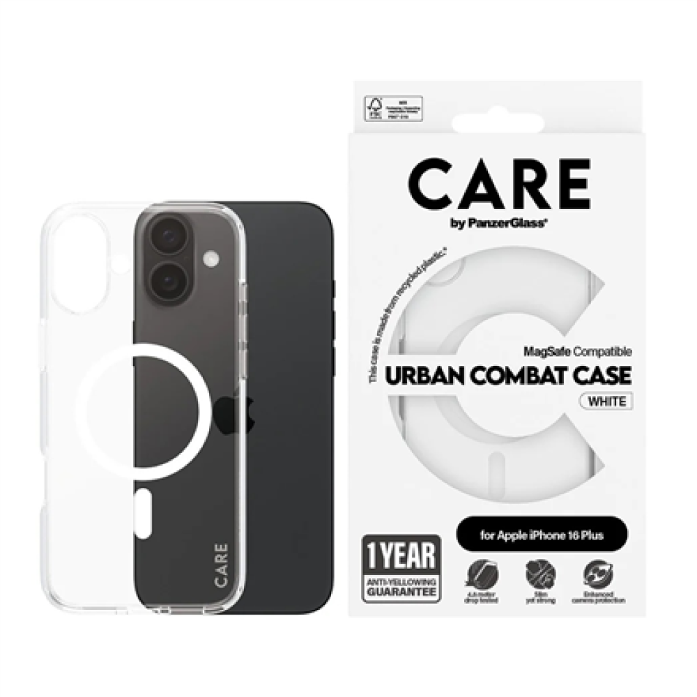 CARE by PanzerGlass Case Flagship , Back protection , Apple , iPhone 16 Plus , Recycled plastic , White , MagSafe