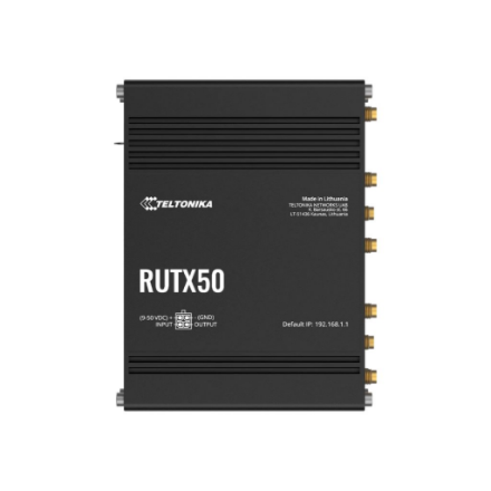 INDUSTRIAL 5G ROUTER , RUTX50 , 802.11ac , 867 Mbit/s , 10/100/1000 Mbps Mbit/s , Ethernet LAN (RJ-45) ports 5 , Mesh Support Yes , MU-MiMO Yes , 5G , Antenna type Internal